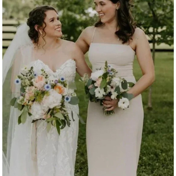 Reformation 6 Ingrid Strapless Maxi Dress Gown Nude Pale Pink Side Slit Blush - Picture 8 of 8